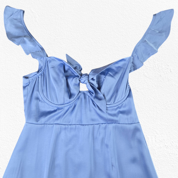 ASTR the Label Baby Blue Ruffle Coquette Marla Babydoll Mini Dress Size Medium - Picture 4 of 14
